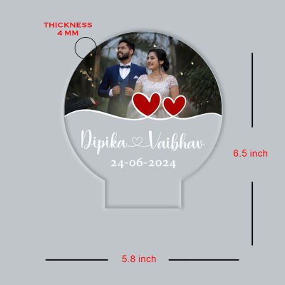 Personalized Acrylic LED Photo Lamp with Warm White Light Anniversary Gift for Couples, Husband, Wife, Wedding, Birthday, Valentine's Day